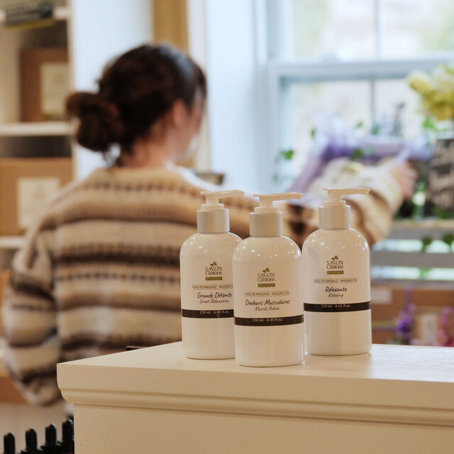 Huiles massages&nbsp;&nbsp;&nbsp;&copy; Savon des Cantons