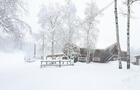 Chalet d'accueil enneigé © Le Norvégien