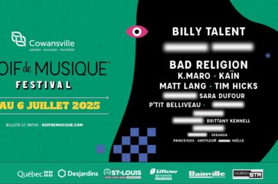Soif de Musique annonce la venue de BILLY TALENT et BAD RELIGION à Cowansville du 2 au 6 juillet 2025!